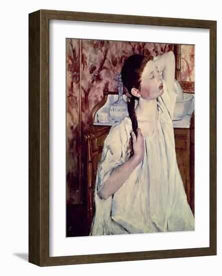 Girl Arranging Her Hair, 1886-Mary Cassatt-Framed Giclee Print