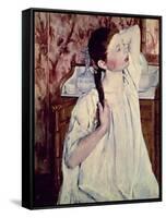 Girl Arranging Her Hair, 1886-Mary Cassatt-Framed Stretched Canvas