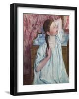 Girl Arranging Her Hair, by Mary Cassatt-Mary Cassatt-Framed Giclee Print
