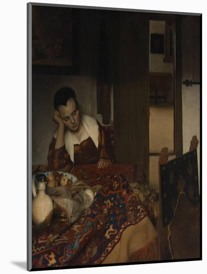 Girl asleep at a table, 1656-57-Johannes Vermeer-Mounted Giclee Print