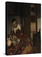 Girl asleep at a table, 1656-57-Johannes Vermeer-Stretched Canvas