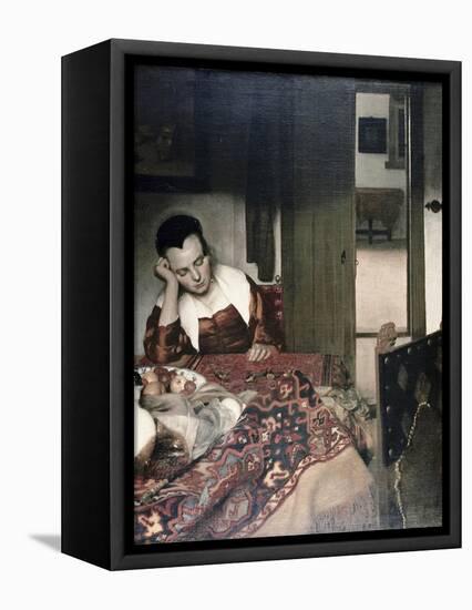 Girl Asleep at a Table-Johannes Vermeer-Framed Stretched Canvas