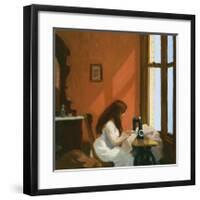 Girl at a Sewing Machine, c.1921-Edward Hopper-Framed Premium Giclee Print