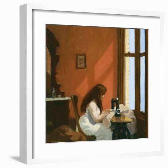 Girl at a Sewing Machine, c.1921-Edward Hopper-Framed Premium Giclee Print