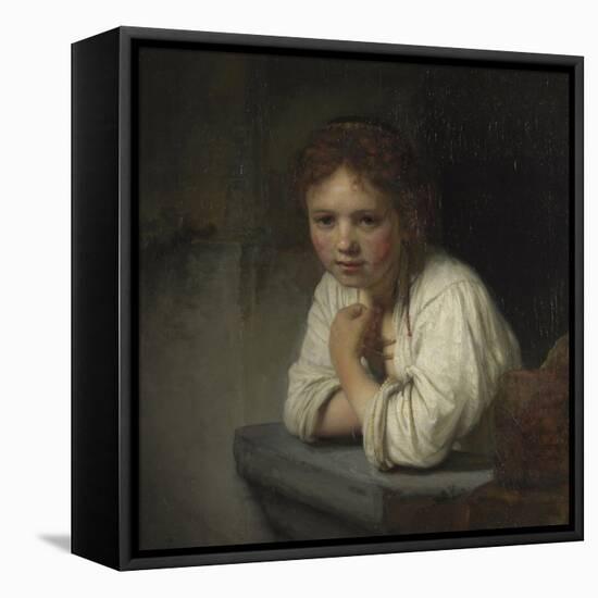 Girl at a Window, 1645-Rembrandt van Rijn-Framed Stretched Canvas