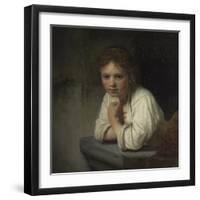 Girl at a Window, 1645-Rembrandt van Rijn-Framed Premium Giclee Print