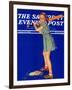 "Girl at Bat," Saturday Evening Post Cover, August 10, 1940-Douglas Crockwell-Framed Giclee Print