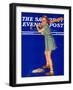 "Girl at Bat," Saturday Evening Post Cover, August 10, 1940-Douglas Crockwell-Framed Giclee Print