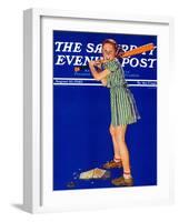 "Girl at Bat," Saturday Evening Post Cover, August 10, 1940-Douglas Crockwell-Framed Giclee Print