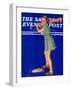 "Girl at Bat," Saturday Evening Post Cover, August 10, 1940-Douglas Crockwell-Framed Giclee Print