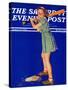 "Girl at Bat," Saturday Evening Post Cover, August 10, 1940-Douglas Crockwell-Stretched Canvas