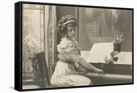 Girl at Piano-null-Framed Stretched Canvas