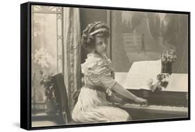 Girl at Piano-null-Framed Stretched Canvas