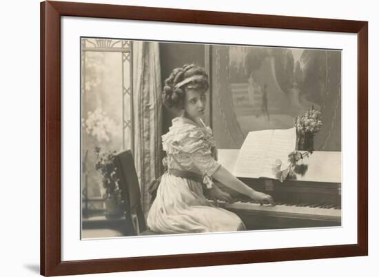 Girl at Piano-null-Framed Premium Giclee Print