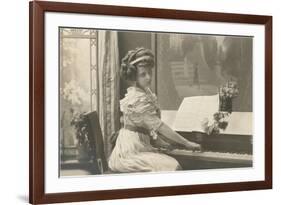 Girl at Piano-null-Framed Premium Giclee Print