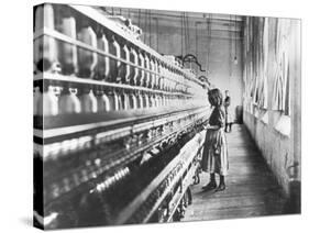 Girl at Spinning Machine-Lewis Wickes Hine-Stretched Canvas