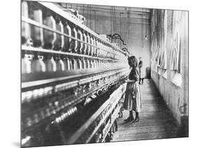 Girl at Spinning Machine-Lewis Wickes Hine-Mounted Photographic Print