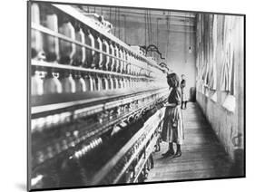 Girl at Spinning Machine-Lewis Wickes Hine-Mounted Photographic Print