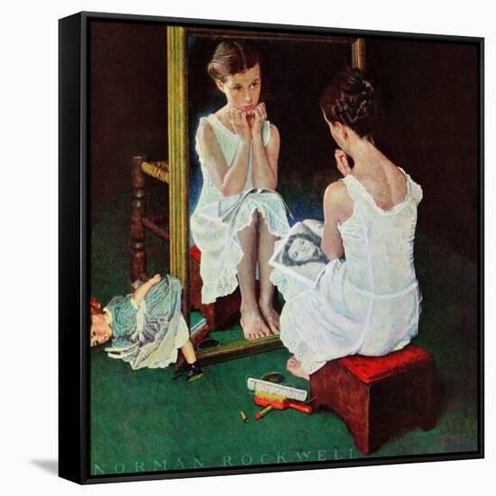 "Girl at the Mirror", March 6,1954-Norman Rockwell-Framed Stretched Canvas