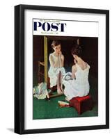 "Girl at the Mirror" Saturday Evening Post Cover, March 6,1954-Norman Rockwell-Framed Giclee Print