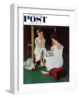 "Girl at the Mirror" Saturday Evening Post Cover, March 6,1954-Norman Rockwell-Framed Giclee Print