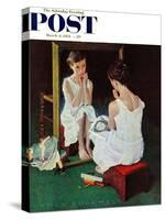 "Girl at the Mirror" Saturday Evening Post Cover, March 6,1954-Norman Rockwell-Stretched Canvas