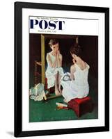 "Girl at the Mirror" Saturday Evening Post Cover, March 6,1954-Norman Rockwell-Framed Giclee Print