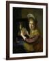 Girl at the Mirror-Paulus Moreelse-Framed Art Print