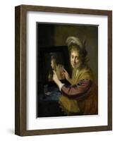 Girl at the Mirror-Paulus Moreelse-Framed Art Print