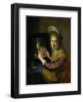 Girl at the Mirror-Paulus Moreelse-Framed Art Print