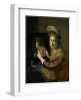 Girl at the Mirror-Paulus Moreelse-Framed Art Print