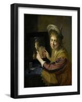 Girl at the Mirror-Paulus Moreelse-Framed Art Print