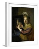 Girl at the Mirror-Paulus Moreelse-Framed Art Print