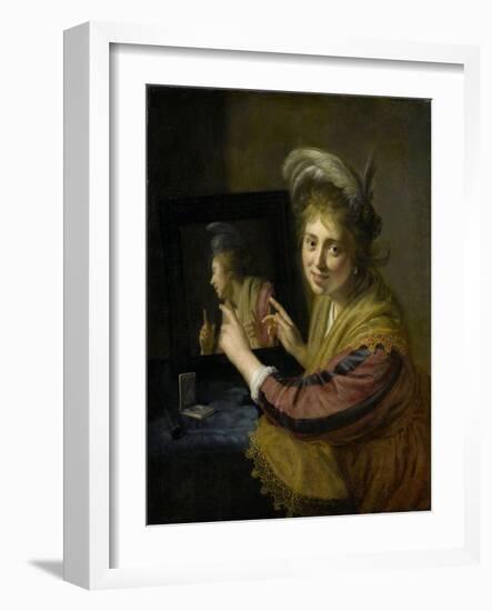 Girl at the Mirror-Paulus Moreelse-Framed Art Print