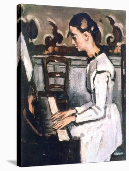 Girl at the Piano, the Overture to Tannhauser, Detail, 1868-Paul Cézanne-Stretched Canvas