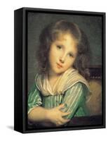 Girl at the Window-Jean-Baptiste Greuze-Framed Stretched Canvas