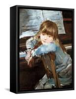 Girl before the Piano, Late C19th-Francisco Torrescassana-Framed Stretched Canvas