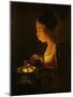Girl Blowing on a Brazier, circa 1645-Georges de La Tour-Mounted Giclee Print