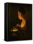 Girl Blowing on a Brazier, circa 1645-Georges de La Tour-Framed Stretched Canvas