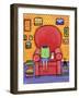 Girl Books Cats Reading Chair-Shelagh Duffett-Framed Giclee Print