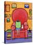 Girl Books Cats Reading Chair-Shelagh Duffett-Stretched Canvas