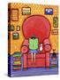 Girl Books Cats Reading Chair-Shelagh Duffett-Stretched Canvas