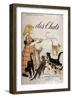 Girl Bringing a Milk Bowl to Cats - Cover “” Cats” by Steinlen, N.D. 19Th.-Theophile Alexandre Steinlen-Framed Giclee Print