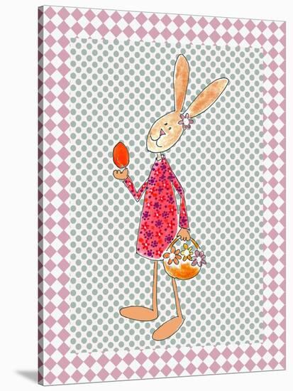 Girl Bunny with Egg and Basket-Effie Zafiropoulou-Stretched Canvas