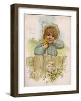 Girl, Buttercups, Daisies-Harriett M Bennett-Framed Art Print