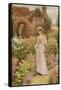 Girl by a Herbaceous Border-William Affleck-Framed Stretched Canvas