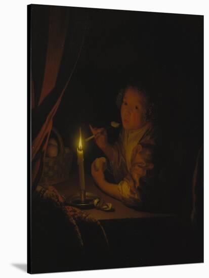 Girl by Candlelight-Godfried Schalcken-Stretched Canvas