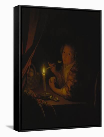 Girl by Candlelight-Godfried Schalcken-Framed Stretched Canvas