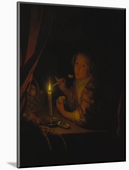 Girl by Candlelight-Godfried Schalcken-Mounted Giclee Print