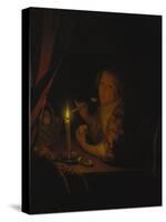 Girl by Candlelight-Godfried Schalcken-Stretched Canvas